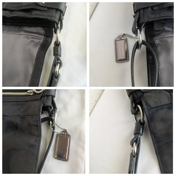 Coach Chelsea Signature Flap Convertible Shoulder/Crossbody Bag Canvas Black Y2K - Picture 12 of 12